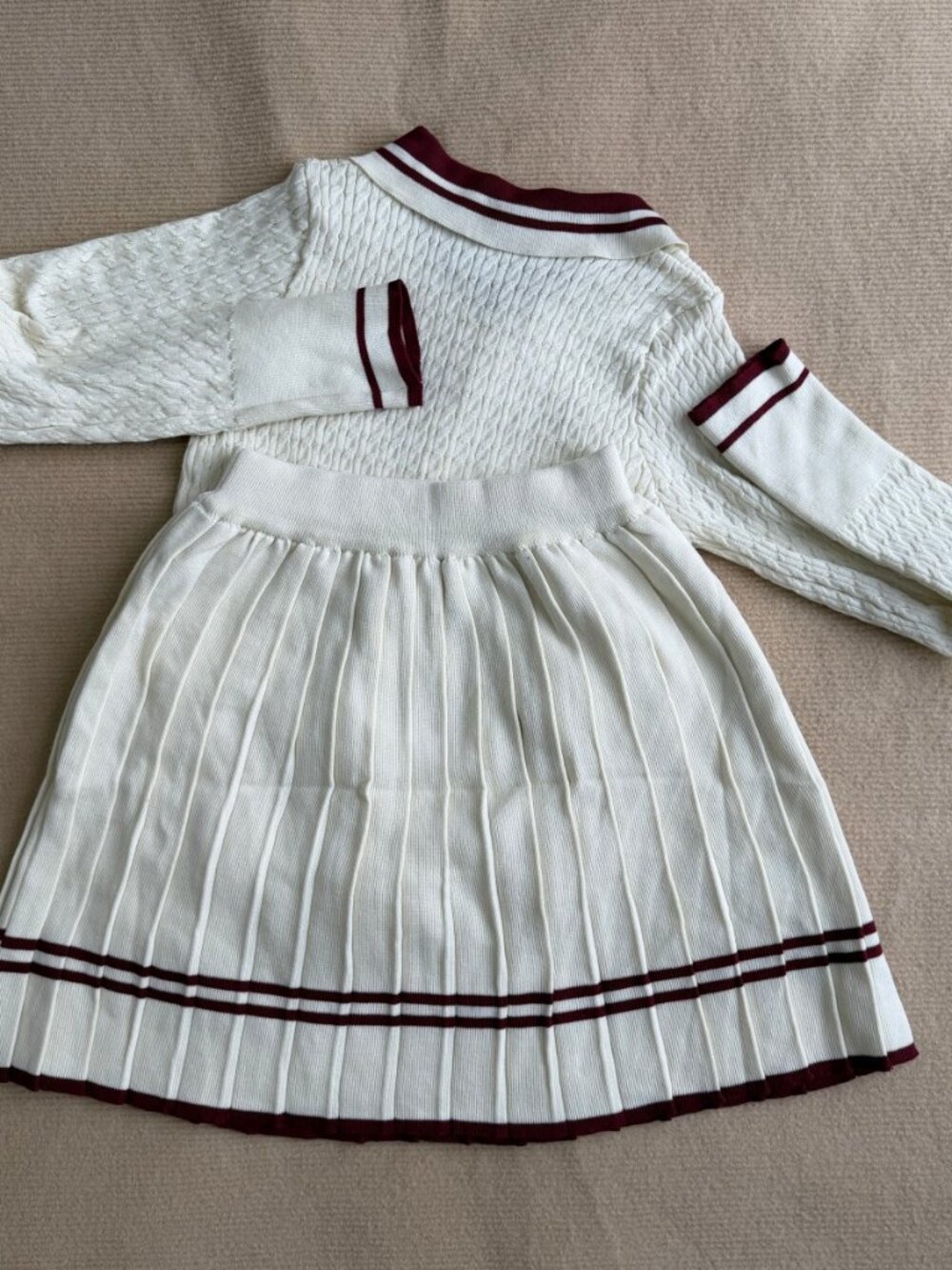 Polo Ralph Lauren Women Preppy Cable Knit 2 Piece Set Striped Polo Cardigan - Picture 5 of 8
